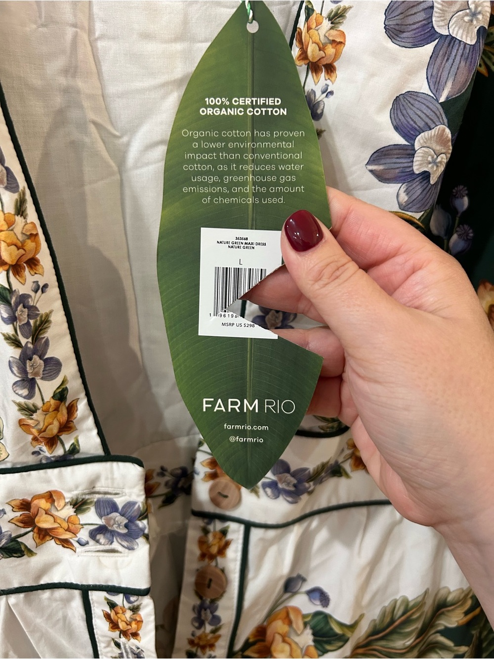 NWT Farm Rio Green Floral Nature V Neck Buttoned Maxi Dress - Picture 9 of 11